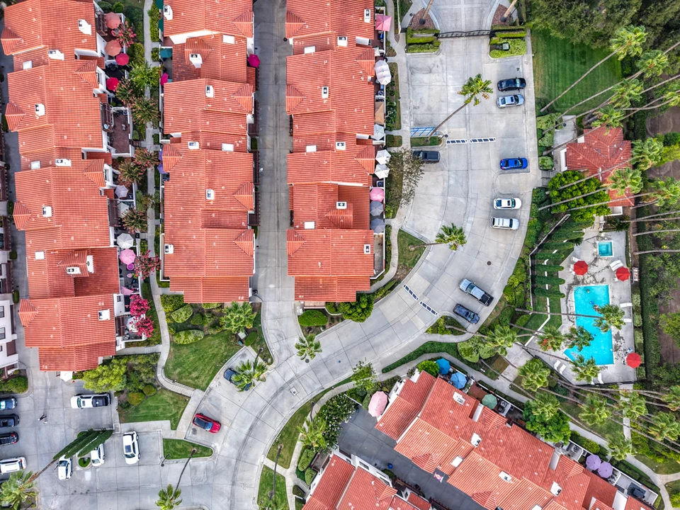 Aerial neighborhood view