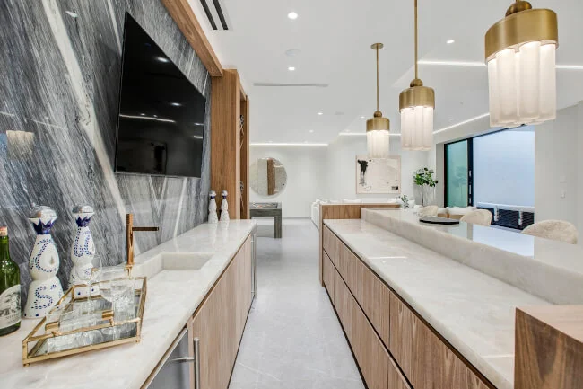 Modern white kitchen with island
