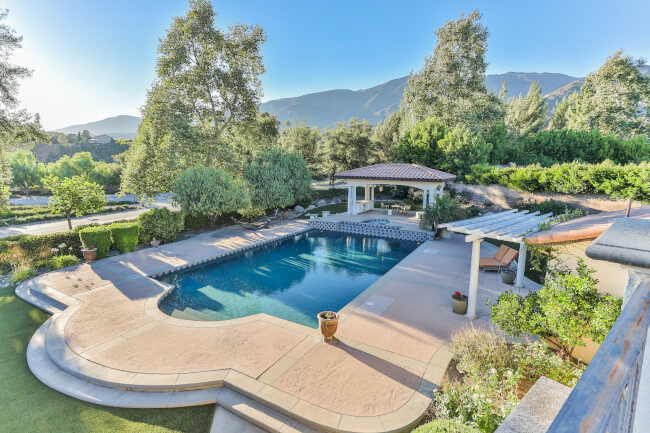 Pool and patio with a view