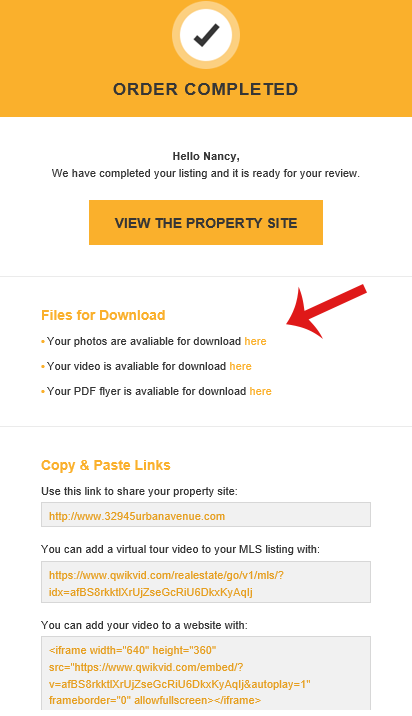 email download real estate photos and video